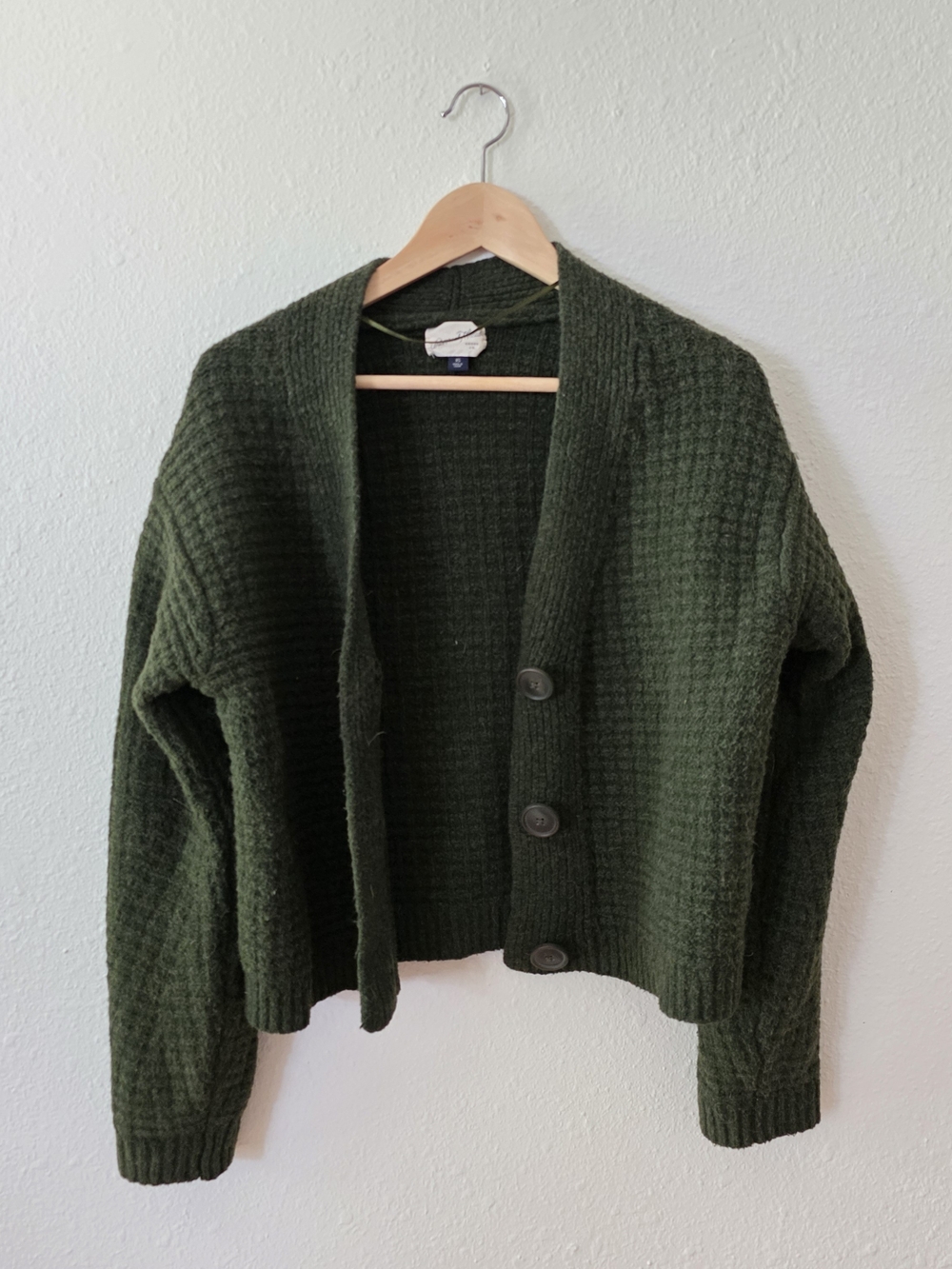 Cozy Olive Green V-Neck Button Cardigan Sweater - Picture 5 of 6